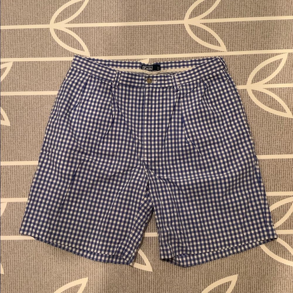Polo Blue and White Checkered Short